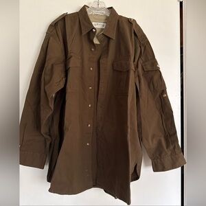 Men’s Orvis 100% Cotton Button Down Shirt Large Brown